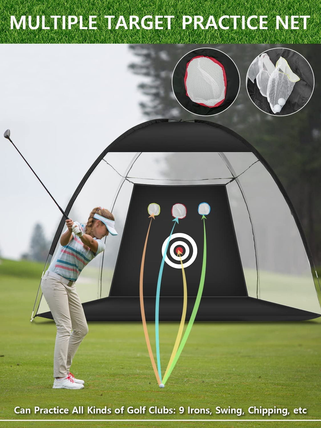 Golf Practice Net, 10x7ft Golf Hitting Aids Nets for Backyard Driving Chipping, Home Golf Swing Training