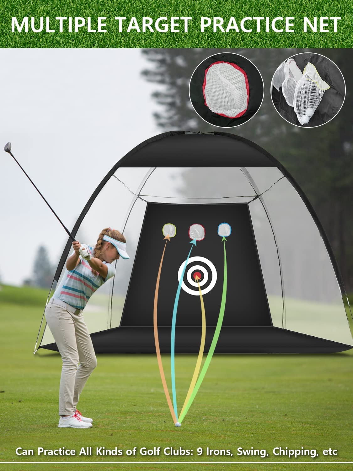 Golf Practice Net, 10x7ft Golf Hitting Aids Nets for Backyard Driving Chipping, Home Golf Swing Training