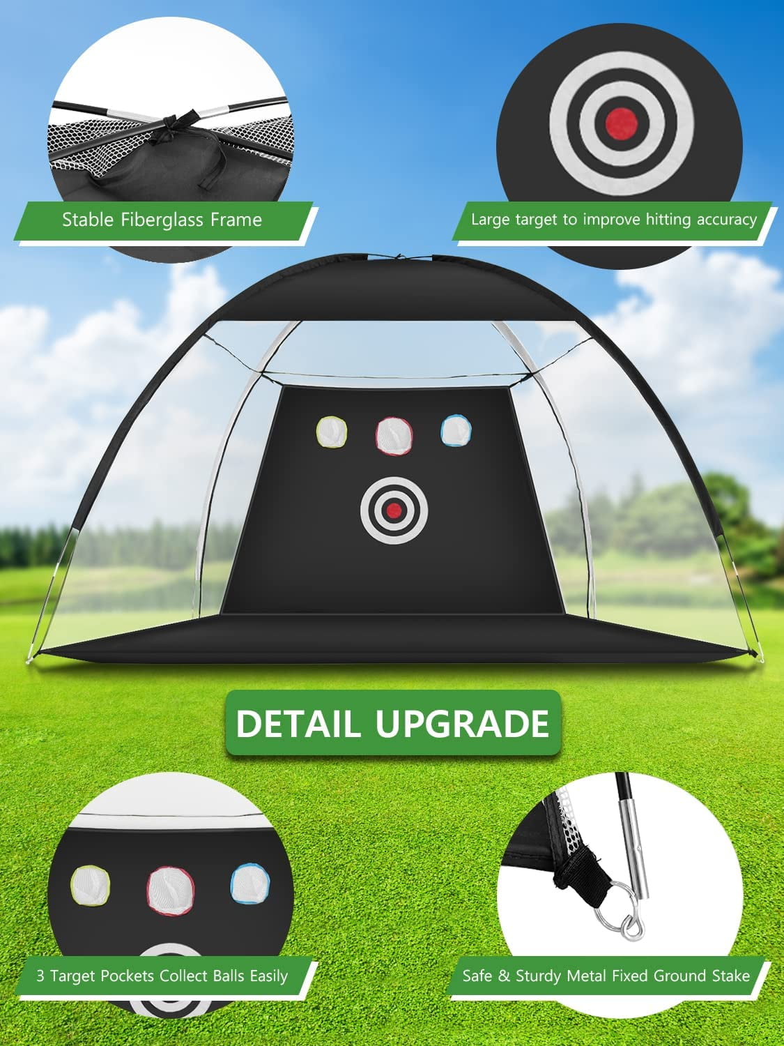 Golf Practice Net, 10x7ft Golf Hitting Aids Nets for Backyard Driving Chipping, Home Golf Swing Training