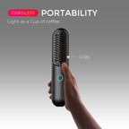 TYMO Cordless Hair Straightener Brush - Porta ECO Portable Straightening Brush for Travel, Mini Hot Straightening Comb for Women, Ceramic Coating, Lightweight for Touch-ups, Anti-Scald, Black