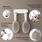 Self Cleaning Hair Brush, Easy Clean Detangling Brush, Curved Vented Detangler Brush for Faster Blow Drying for Women Men Kids, Wet & Dry Hair (White)