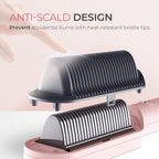 TYMO Ring Pink Hair Straightener Comb for Women, Hair Straightening Brush with Ceramic Coating, Smooth Frizz for Thick Curly Hair, Anti Scald, 20s Fast Heating, Lightweight for Travel, Gift for Girls