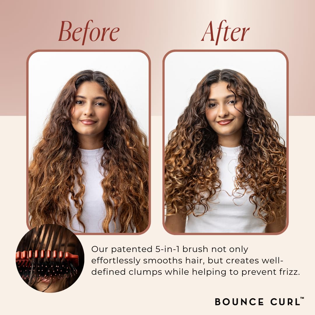 Bounce Curl Define EdgeLift Brush, 5-in-1 Tool for Effortlessly Defined Curls, Waves & Coils, Reduces Frizz - Teal