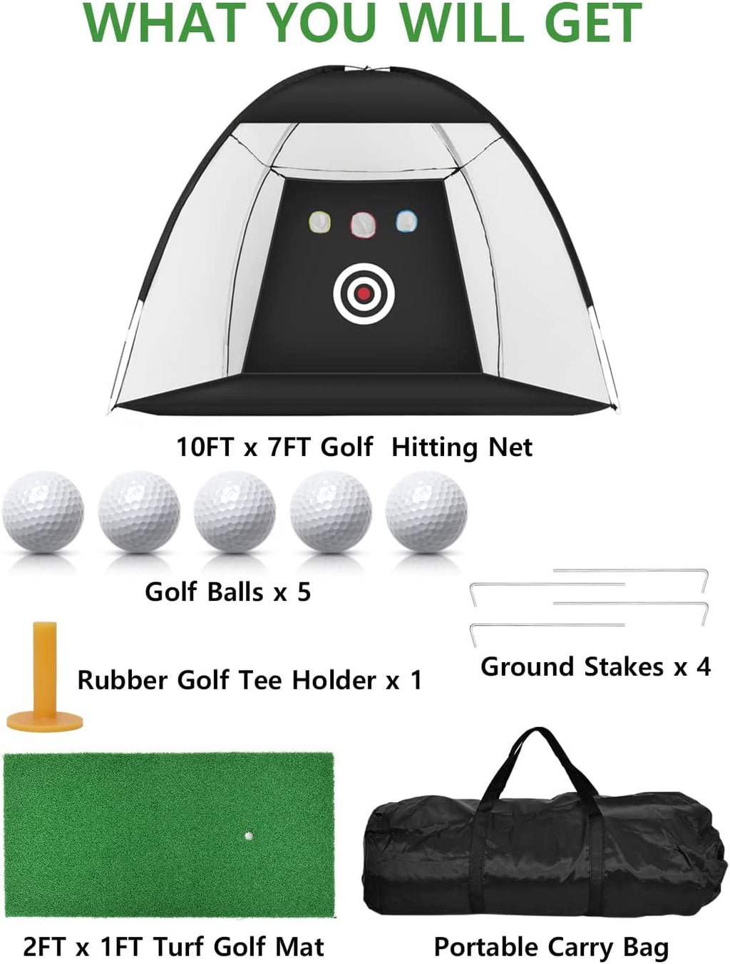 Golf Practice Net, 10x7ft Golf Hitting Aids Nets for Backyard Driving Chipping, Home Golf Swing Training